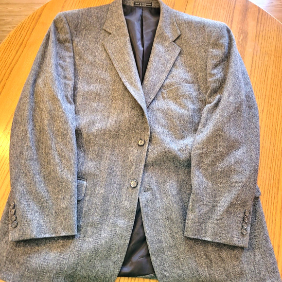 Bert Pulitzer Blazer Jacket Mens 46 R Gray Herringbone Wool Camel Hair Academia - Picture 8 of 15